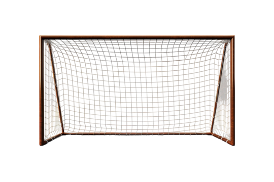 A Wooden Soccer Goal Stands Ready For The Game on a Clear PNG or White Background.