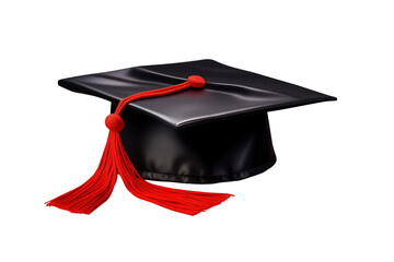A Graduation Cap With Red Tassel, Symbol of Achievement and New Beginnings on a Clear PNG or White Background.