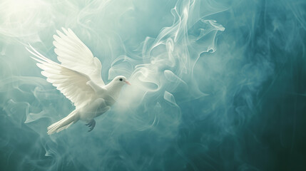 White Dove in Flight with Modern Minimalist Background