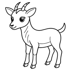 single baby nilgai line art vector 