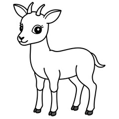 single baby nilgai line art vector 