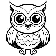 single baby owl line art vector
