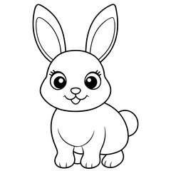 single baby rabbit line art vector