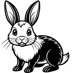 single baby rabbit line art vector