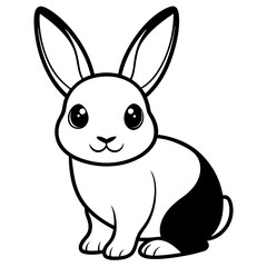 single baby rabbit line art vector
