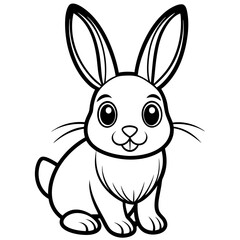 single baby rabbit line art vector