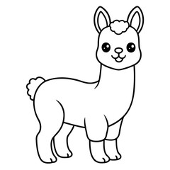 single baby vicuna line art vector