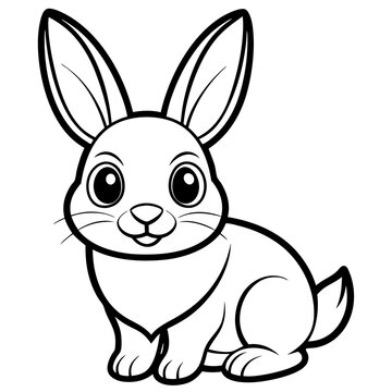 recommend clip art: single baby rabbit line art vector