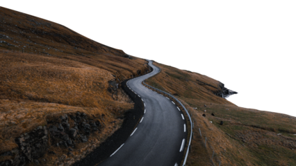 PNG freeway by the lake on Faroe Islands collage element, transparent background