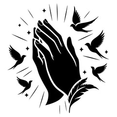 Silhouette of hands praying