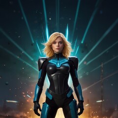 a girl in a futuristic hazmat suit
