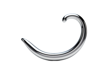 A Shiny Silver Hook Glistens Against a White Background on a Clear PNG or White Background.