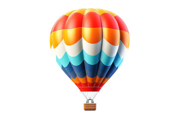 Naklejka premium A Colorful Hot Air Balloon Soaring Through a Summer Sky on a Clear PNG or White Background.