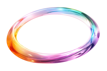 A Shimmering Rainbow Ring of Light in a Digital World on a Clear PNG or White Background.