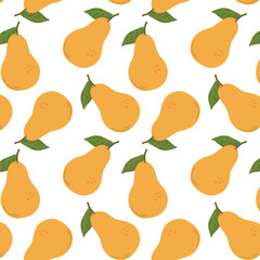 Obraz premium Sweet pear seamless pattern, organic healthy fruit background, summer fruit pattern