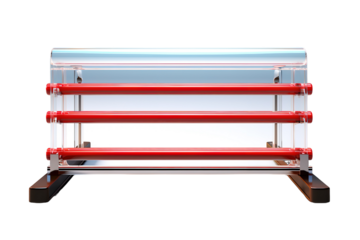 A Modern Glass And Red Acrylic Structure For A Futuristic Home on a Clear PNG or White Background.