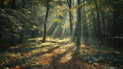 Obraz premium spring forest nature landscape, beautiful spring stream, river rocks in mountain forest