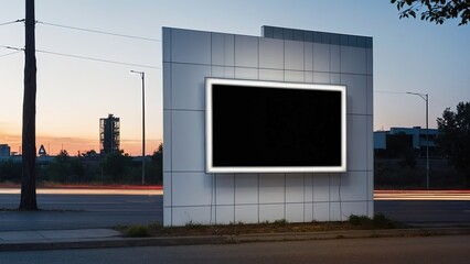 Fototapeta premium Plain Empty Blank White Billboard Mockup Advertisement