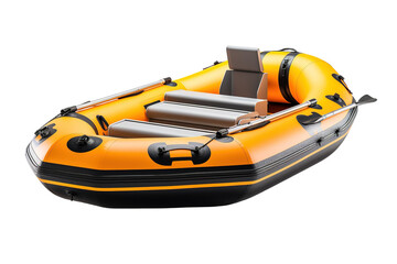 Inflatable Raft Awaits Adventure on a Sunny Day on a Clear PNG or White Background.