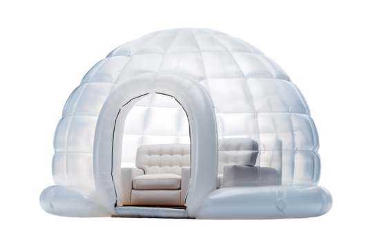 An Inflatable Igloo Retreat for Cozy Winter Relaxation on a Clear PNG or White Background. - Powered by Adobe