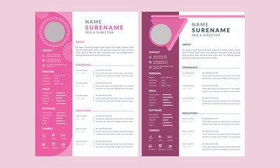 Pink curriculum vitae template layout template