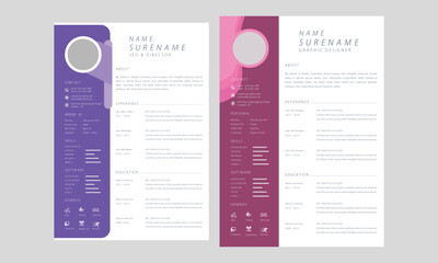 Pink curriculum vitae template layout template