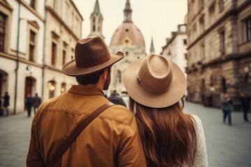 Fototapeta premium Designed with generative ai technology photo of europe travel happy vacation people