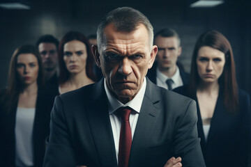 Designed with generative ai technology photo of handsome elegant gentleman strict boss office worker