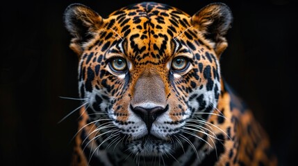 Obraz premium Close-Up Portrait of a Majestic Jaguar