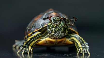 Fototapeta premium A Turtle Wearing Glasses