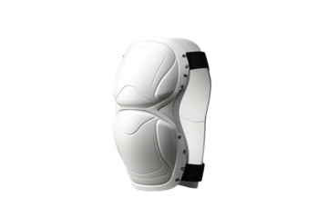Protective White Knee Pad With Black Straps, Ready for Action on a Clear PNG or White Background.