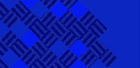 Geometric background material made of blue squares and lines