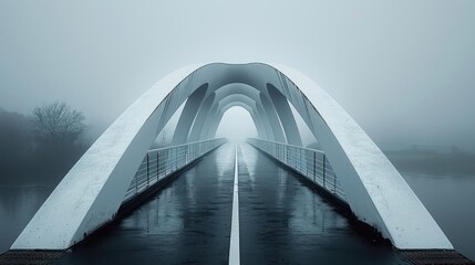 Obraz premium Modern Bridge Through a Misty Landscape