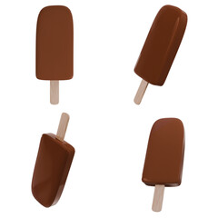 Isolated Chocolate Popsicle Set with Transparent Background