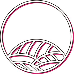 カラーシャドウの円形ミニ花札　葉月　芒　8月　芒のカス