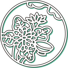 カラーシャドウの円形ミニ花札　長月　菊　盃　9月　菊に盃