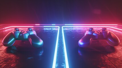 neon style gaming versus bandage background iustration