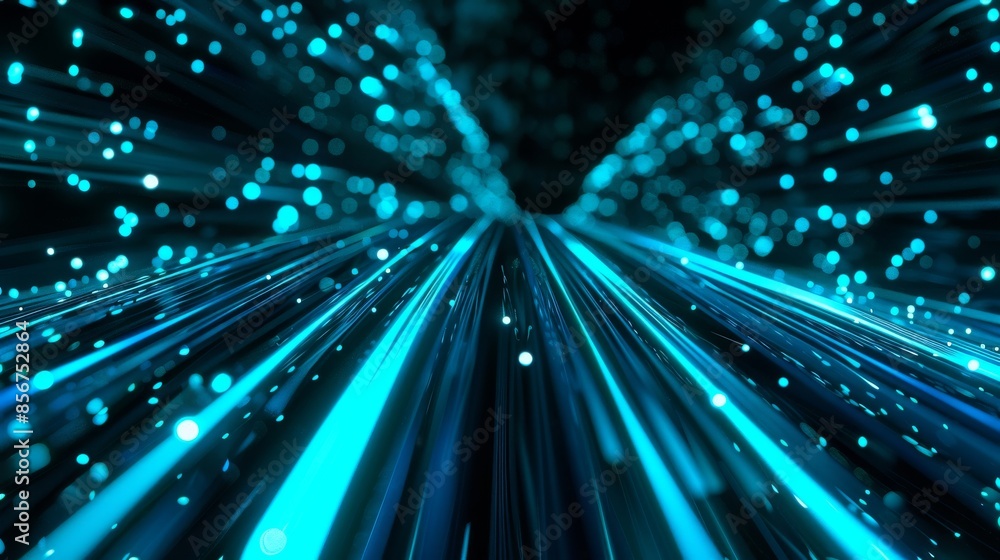 Aufkleber 3d rendering of path of curved blue light blurred with bokeh blur effect. business plan, goals and a