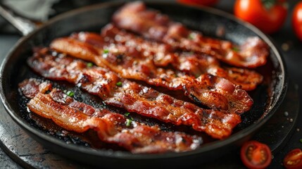 Crispy Bacon Strips in Cast Iron Skillet