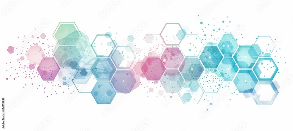 Poster futuristic hexagonal structure, molecular design dna, polygon honeycombs, geometric hexagonal patter