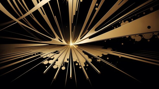 ゴールドなラインが集約する抽象的な背景イラスト