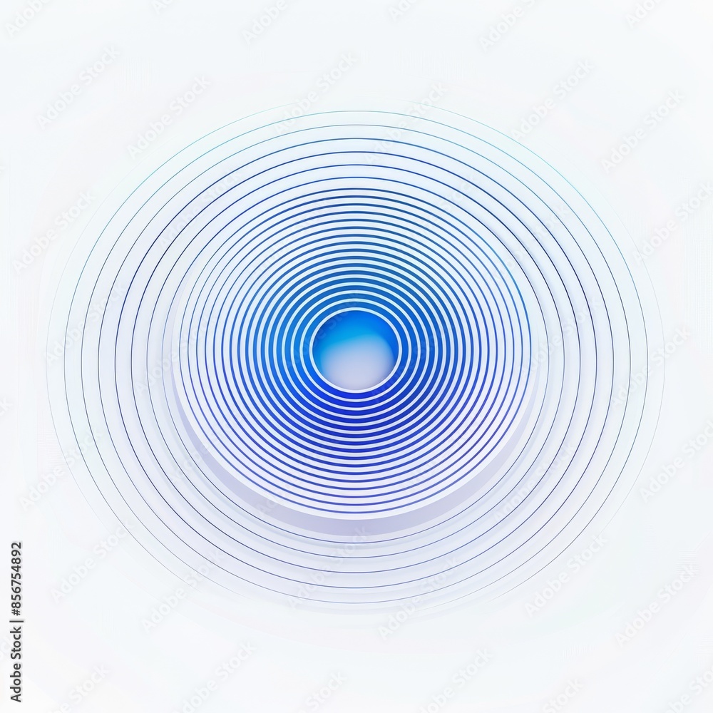 Poster concentric blue circles. sonar waves. source of the signal