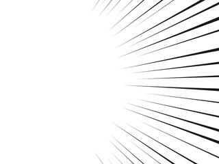 シンプルな黒い集中線の半分細線フレーム背景