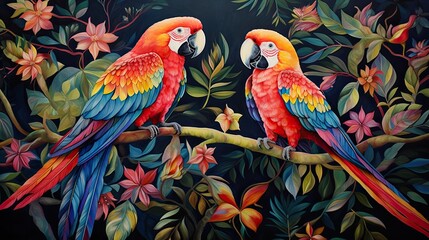 Fototapeta premium two parrots outdoor