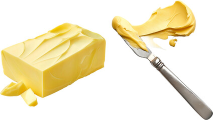 Agroleite 2024 prevê movimentar R$ 200 milhões em negócios 8 a piece of butter and a knife with a yellow creamy butter isolated on white background