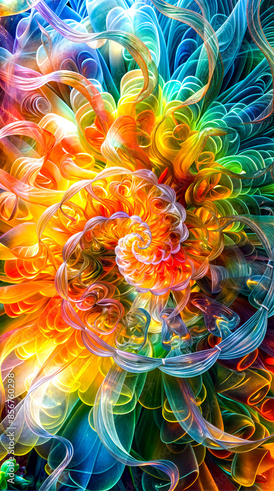 Aufkleber computer generated image of multicolored flower with spiral design.