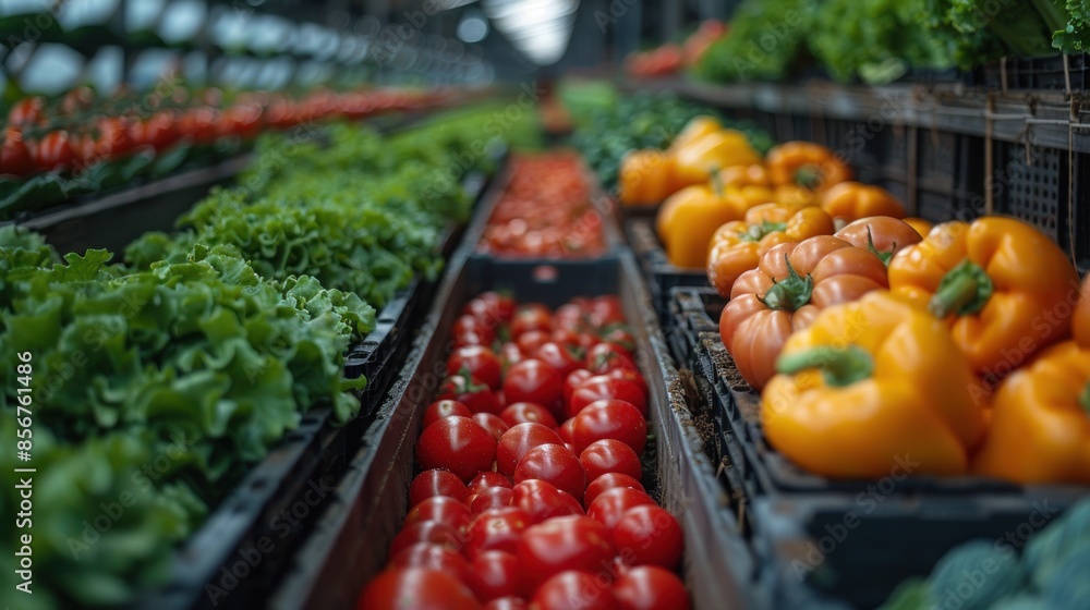 Poster fresh produce in a greenhouse setting