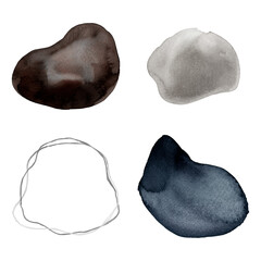 Watercolor stain badge set transparent png