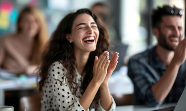 Happy, couple celebrating a promotion or announcement at home with good news. Smile, woman and man with job success, wow, and career milestone communicating and communicating.