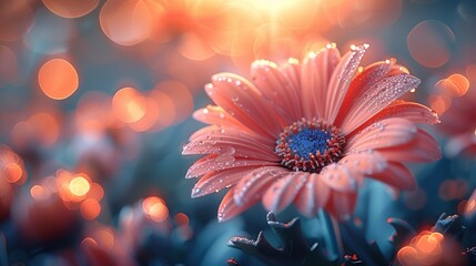 Dewy Gerbera Daisy in a Sunlit Garden